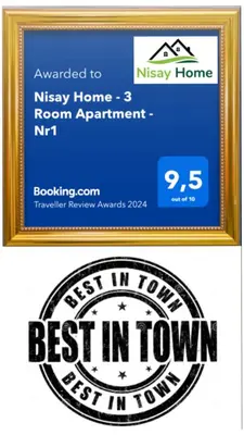 Ein Zertifikat, Auszeichnung, Logo oder anderes Dokument, das in der Unterkunft Nisay Home - 3 Room Apartment - A1 ausgestellt ist