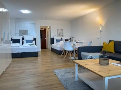 Ein Sitzbereich in der Unterkunft 1-Zimmerapartment mit Burgblick