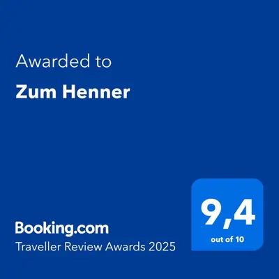 Ein Zertifikat, Auszeichnung, Logo oder anderes Dokument, das in der Unterkunft Zum Henner ausgestellt ist