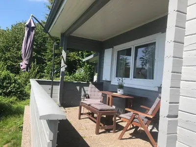 Ein Balkon oder eine Terrasse in der Unterkunft Ferienhaus Auszeit