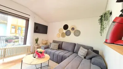 Ein Sitzbereich in der Unterkunft Ferienwohnungen Krüger 'Apartment Luke'
