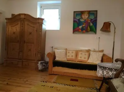 Ein Sitzbereich in der Unterkunft Ferienhaus im Haus der Künste
