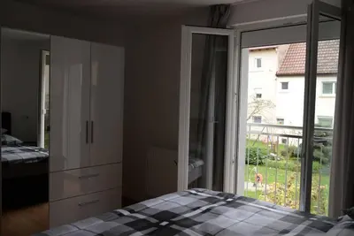Ein Bett oder Betten in einem Zimmer der Unterkunft Wohnung Nr. 2 - 2,5 Zimmer Obergeschoss Wohnung