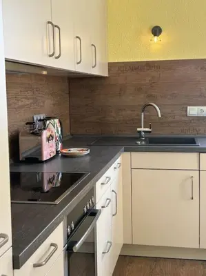 Küche/Küchenzeile in der Unterkunft Nibelungen 4 Zimmer Apartment