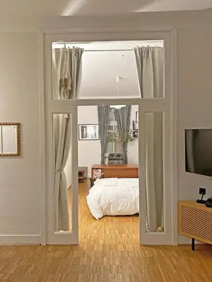 Ein Bett oder Betten in einem Zimmer der Unterkunft Mediterrane EG-Wohnung / BASF-Nähe / 650mbit WLAN
