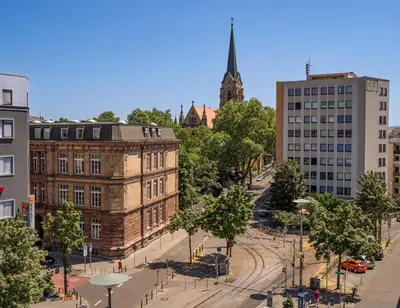 Ein allgemeiner Blick auf Mannheim oder ein Stadtblick von der Ferienwohnung aus