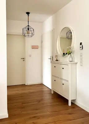 Grundriss der Unterkunft 2 ZKB Apartment in Mannheim Küche - Parken - Großer TV