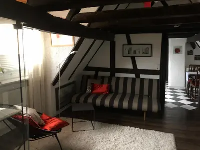 Ein Sitzbereich in der Unterkunft Ferienwohnung im 'Schmoller - Hof'