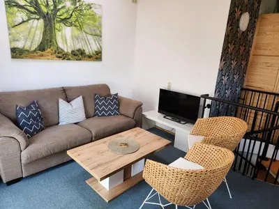 Ein Sitzbereich in der Unterkunft Ferienwohnung in Worms