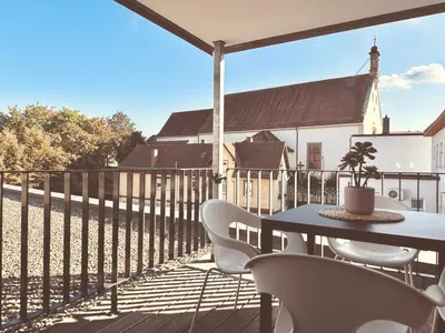 Ein Balkon oder eine Terrasse in der Unterkunft Stadthaus Neckarsulm serviced apartments - Stadthaus Schrade