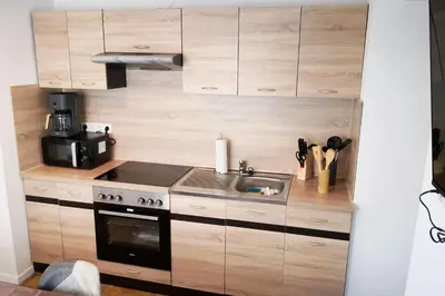 Küche/Küchenzeile in der Unterkunft Boardinghouse in Mörfelden-Walldorf