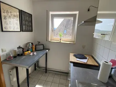 Küche/Küchenzeile in der Unterkunft Hübsche Wohnung mit Balkon für 1-2 Personen - Einzelbetten