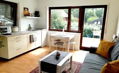 Küche/Küchenzeile in der Unterkunft Stilvolles Apartment nahe Therme und PreZero Arena