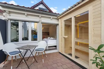 Ein Balkon oder eine Terrasse in der Unterkunft Gästehaus für 3 - Sauna - Terrasse - WLAN - Küche