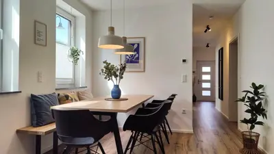 Ein Sitzbereich in der Unterkunft Hygge Home - mit Garten und Stellplatz für Feriengäste-, Monteure / Netflix / 10 min. zur Sinsheim Therme und zur Autobahn