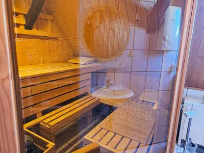 Ein Badezimmer in der Unterkunft Wohnung mit Privtbad