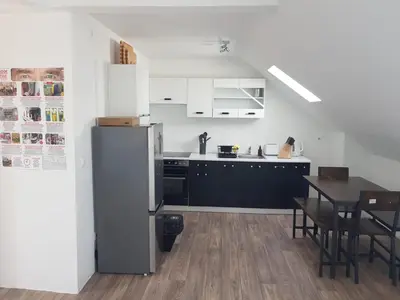 Küche/Küchenzeile in der Unterkunft Monteurwohnung Heilbronn Zentrum