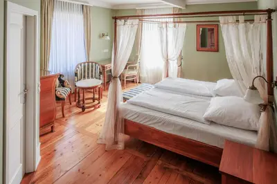 Ein Bett oder Betten in einem Zimmer der Unterkunft Schloss Neckarbischofsheim