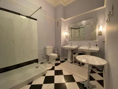 Ein Badezimmer in der Unterkunft Schloss Langenzell, Fürstensuite
