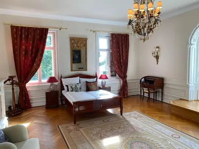 Ein Sitzbereich in der Unterkunft Schloss Langenzell, Fürstensuite