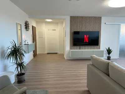 TV/Unterhaltungsangebot in der Unterkunft Hellenbrand: Stilvolles Apartment über den Dächern