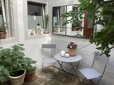 Ein Balkon oder eine Terrasse in der Unterkunft Ferienhäuschen am Heumarkt