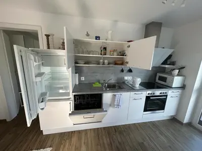 Küche/Küchenzeile in der Unterkunft 3 Zimmer Neubauwohnung in der schwäbischen Toskana