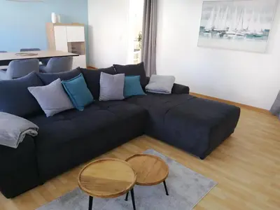 Ein Sitzbereich in der Unterkunft Ferienwohnung im Fachwerkhaus