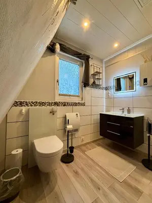 Ein Badezimmer in der Unterkunft Ferienhaus Veronika Odenwald