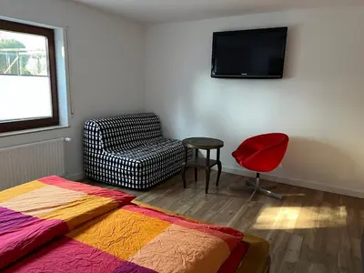 Ein Bett oder Betten in einem Zimmer der Unterkunft Wohnung in Feldrandlage