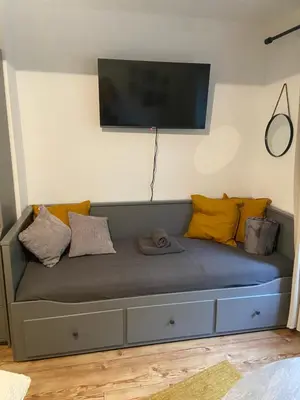 TV/Unterhaltungsangebot in der Unterkunft GREENSIDE Apartment Work&Travel Nähe Weinheim, HD, MA