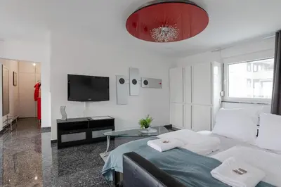 Ein Bett oder Betten in einem Zimmer der Unterkunft Wohnung mit Dachterrasse