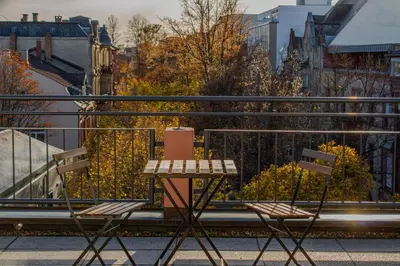 Ein Balkon oder eine Terrasse in der Unterkunft Penthouse-Maisonette - City Center, Highspeed Internet, Garage