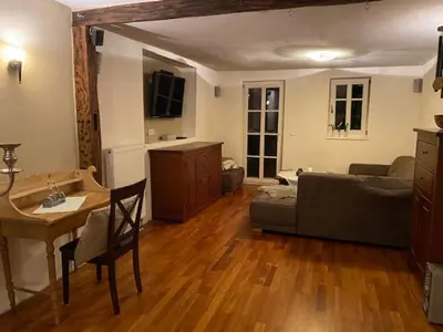 Ein Sitzbereich in der Unterkunft Fachwerkhaus mit Sauna & Kamin in St Martin