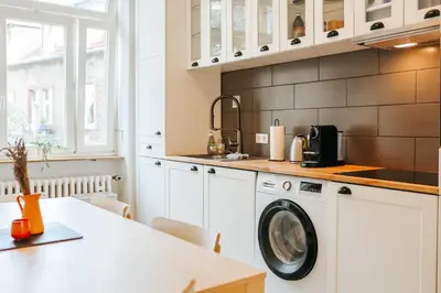 Küche/Küchenzeile in der Unterkunft namastay! Stilvoll Wohnen in Bestlage Mannheims - 3BR