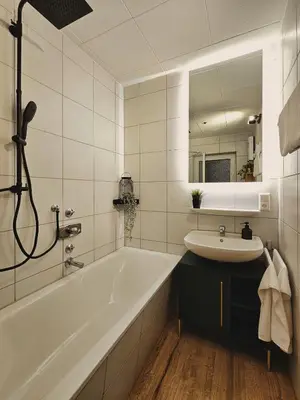 Ein Badezimmer in der Unterkunft Modern & Comfortable Business Apartment Stuttgart - WLAN, 4K TV, Küche, Waschmaschine, Balkon