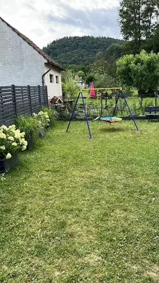 Ein Kinderspielbereich in der Unterkunft Ferienwohnung Schubert owwe