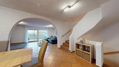 Ein Sitzbereich in der Unterkunft Ferienhaus Hoffmann am Rheinbogen