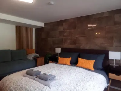 Ein Sitzbereich in der Unterkunft Forest Hill Travel &Work Nettes Apartment mit privatem Eingang Birkenau Mannheim Weinheim Heidelberg
