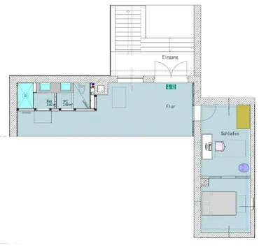Grundriss der Unterkunft Helles Zimmer im Loft