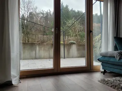 Ein Sitzbereich in der Unterkunft Wohnung unterm Burghalder - Direkt am Waldrand