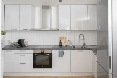 Küche/Küchenzeile in der Unterkunft Ferienwohnung Rheinauen