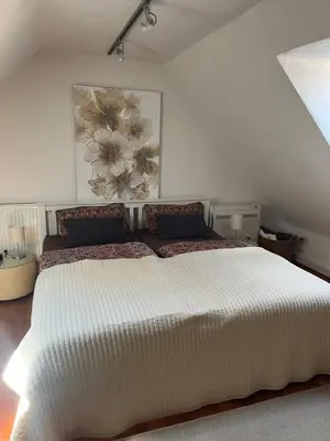 Ein Bett oder Betten in einem Zimmer der Unterkunft Ferienwohnung im Geyserhof