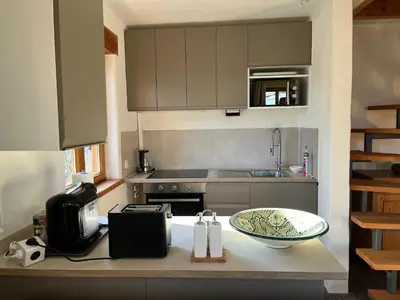 Küche/Küchenzeile in der Unterkunft Ferienwohnung im Geyserhof