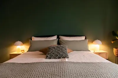 Ein Bett oder Betten in einem Zimmer der Unterkunft Idyllische Ferienwohnung im Kraichgau