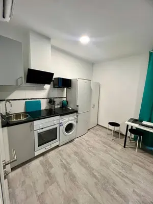 Küche/Küchenzeile in der Unterkunft Neuwertiges Apartment mit schnellem WLAN, Netflix, Glasfaser, Kostenlose Privatparkplatz auch für Transporter geeignet R25