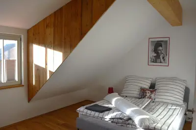 Ein Bett oder Betten in einem Zimmer der Unterkunft Ferienwohnung Hofgut