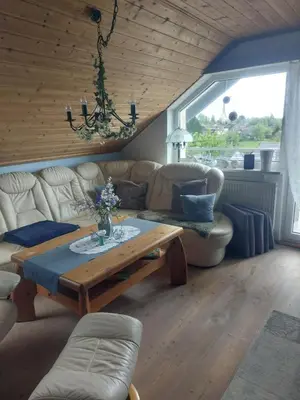 Ein Sitzbereich in der Unterkunft haus krümel