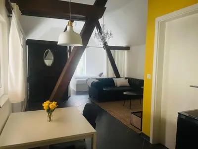 Ein Sitzbereich in der Unterkunft Monteurwohnung Ferienwohnung