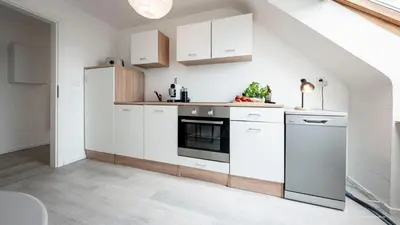 Küche/Küchenzeile in der Unterkunft XXL Design-Appartement Gardendesign Boxspring 8 Pers Zwischen Heidelberg und Mannheim